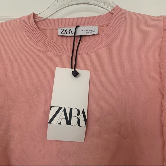 Zara Pink Top with Puff/Ruffle Sleeves - Picture 4 of 4